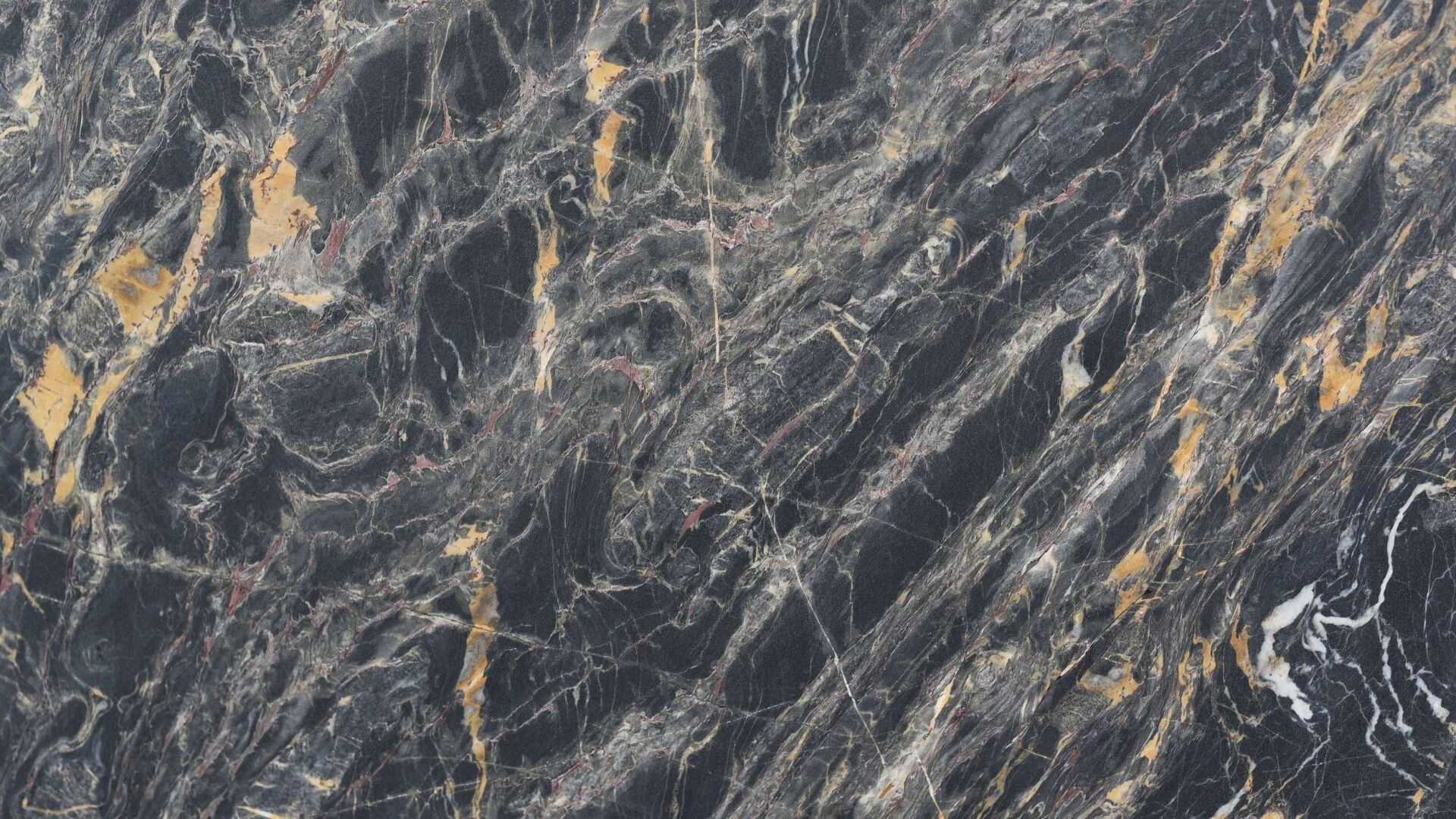 Black Amber marble slab with cream veining
