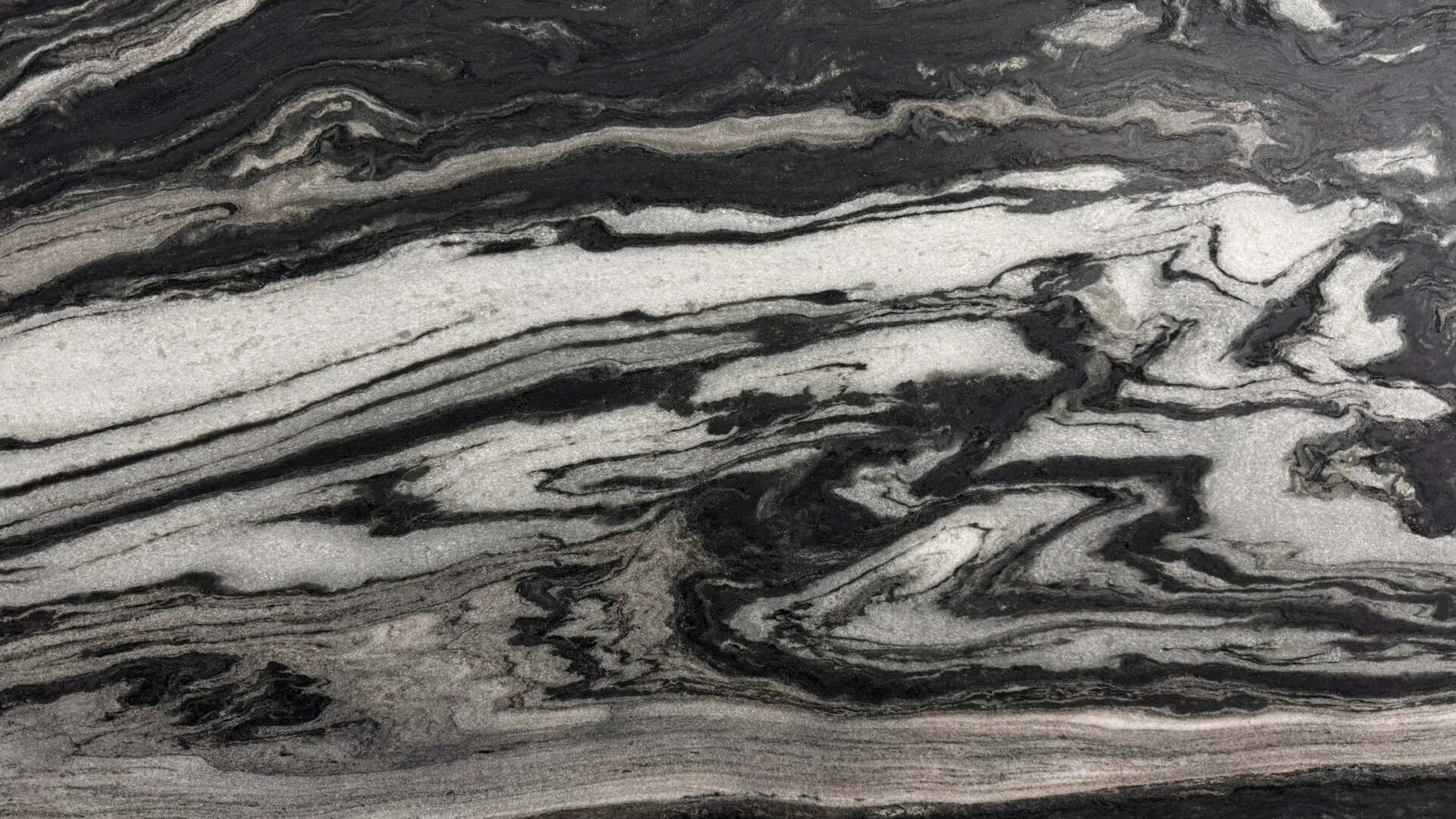 Tempest Grey black marble slab with charcoal veining