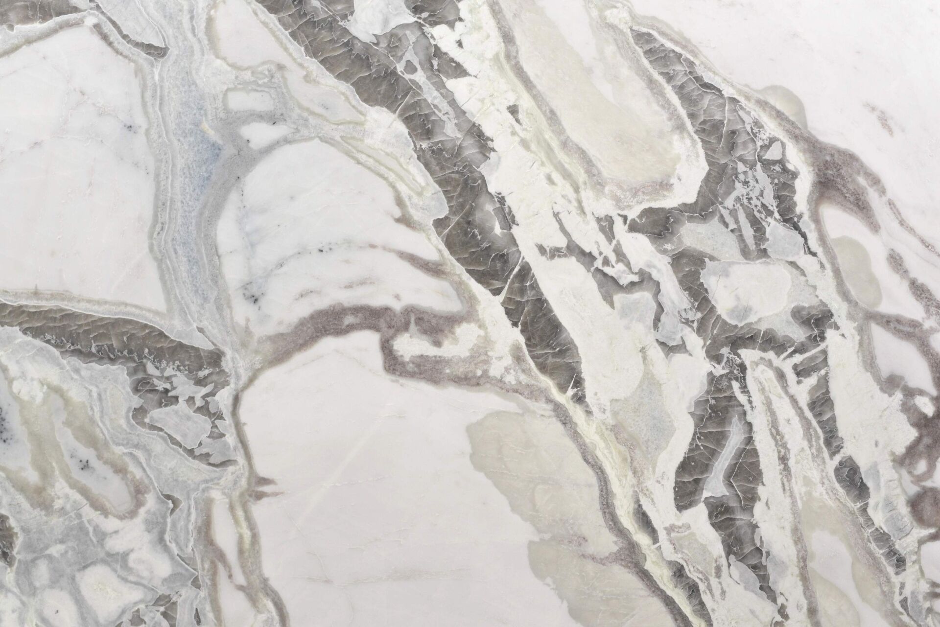Nieva white dolomite slab with charcoal veining