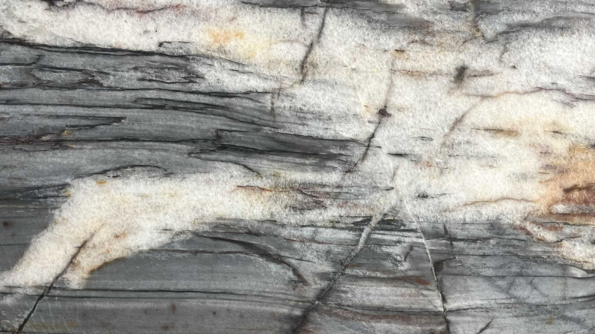 Midnight Crystal grey quartzite slab with white veining