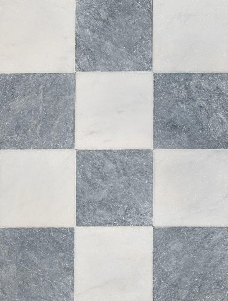 Marble mosaic checkerboard tiles