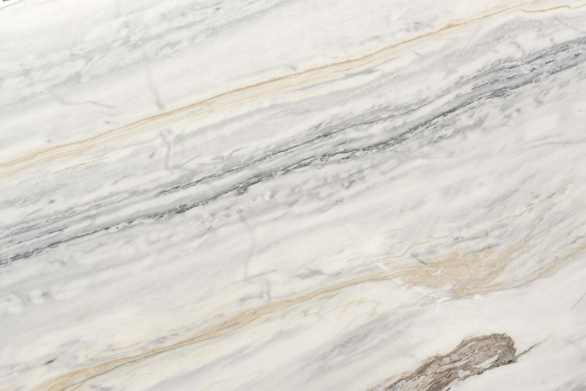 Bianco Lasa white marble slab with brown veining